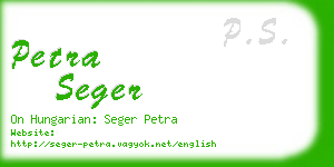 petra seger business card